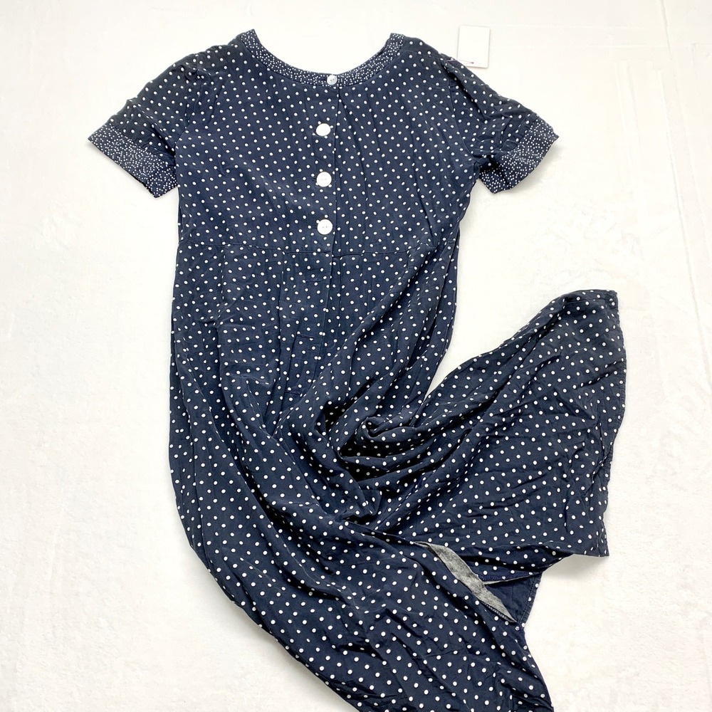 Petite Sophisticate Vintage Polka Dot Maxi Dress Womens Size 8 Navy Blue Viscose